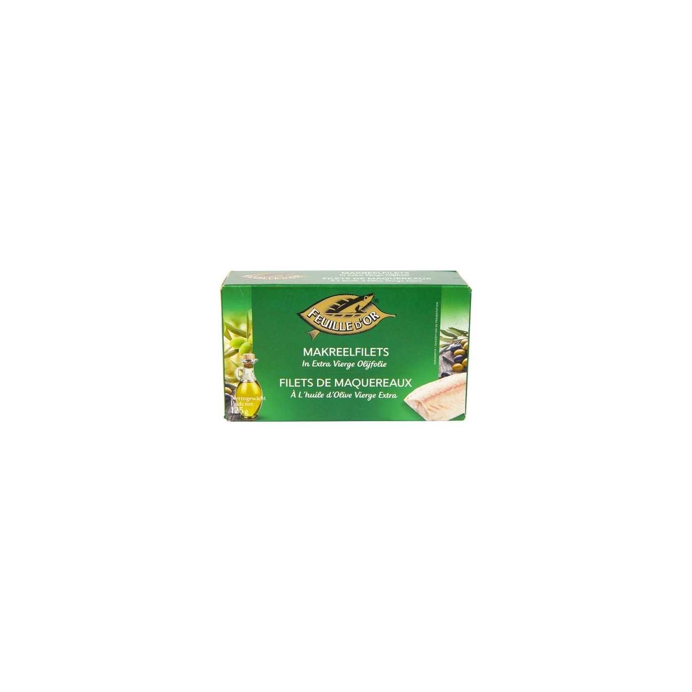 Feuille d'Or maquereau huile olives extra vierge MSC 125 gr