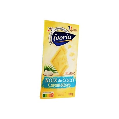 Ivoria Chocolat blanc noix de coc caramélisée 200 gr