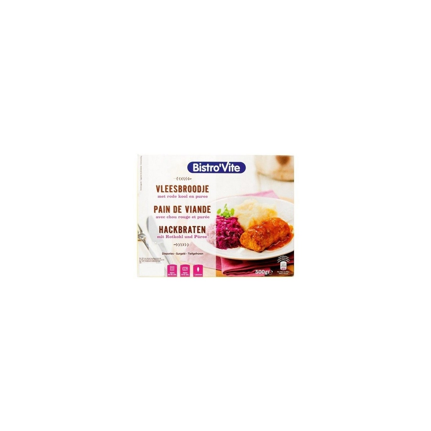 BISTRO VITE pain de viande choux rouge purée BELFREEZE