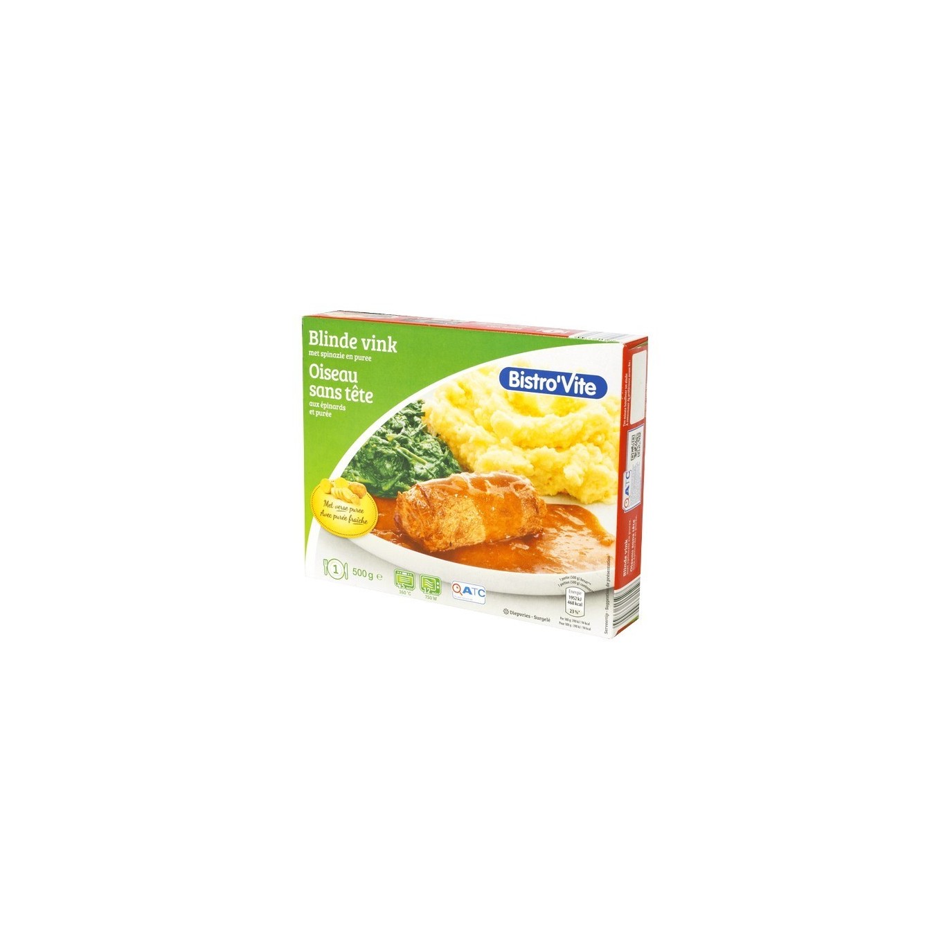 A - Bistro Vite oiseau sans tête (paupiettes) épinards purée 500 gr