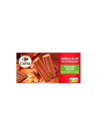Carrefour Extra melkchocolade met pralinévulling 200 gr Chockies Group SRL