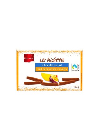 LF - Favorina les buchettes chocolat lait saveur passion mangue 150 gr