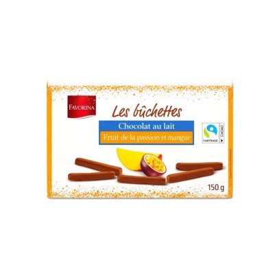 LF - Favorina les buchettes chocolat lait saveur passion mangue 150 gr