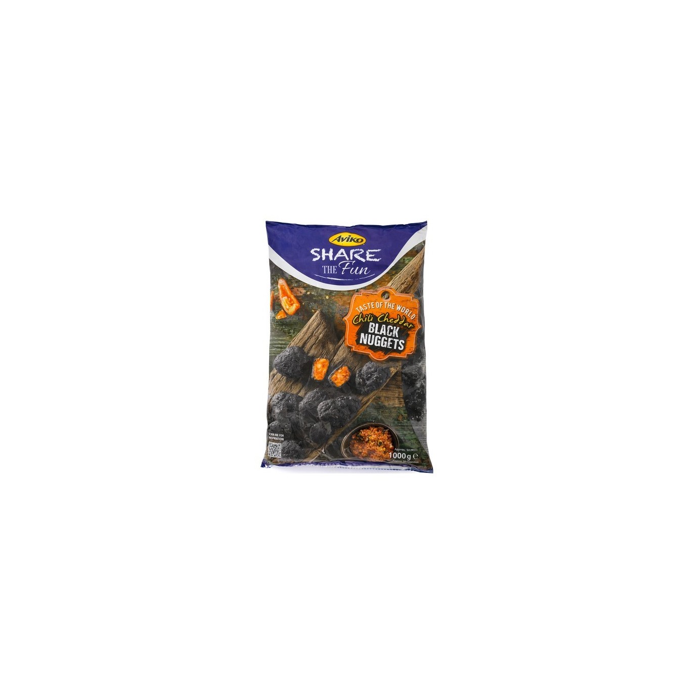 Aviko deelt het plezier met chili cheddar zwarte nuggets 1 kg Chockies Group