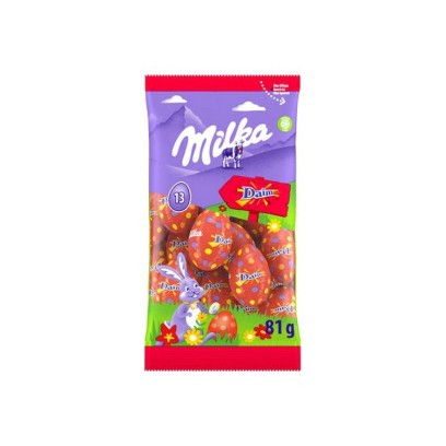 Milka 13 Easter eggs, milk chocolate Daim, 81g, chockies group shop
