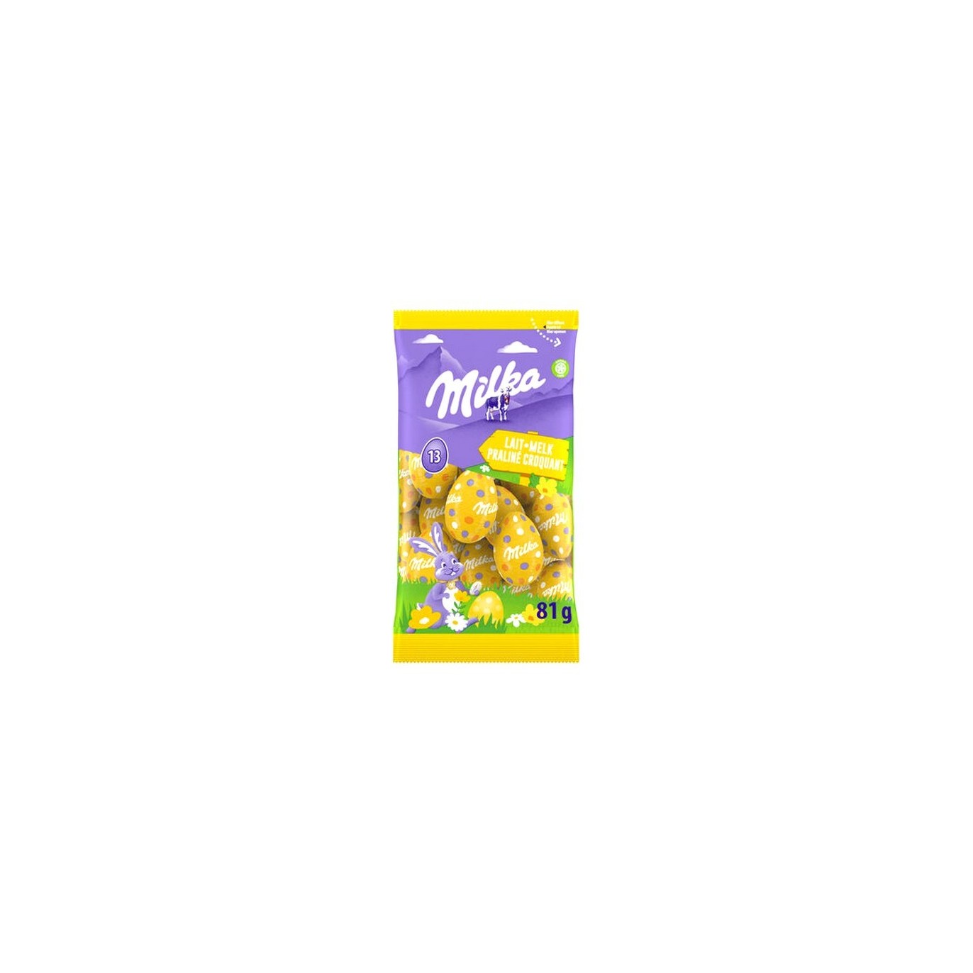 Milka 13 Ostereier Milchschokoladenpraline knusprig 81 g Schokoladen